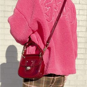Coach RARE Mini Willis Bag Crossbody Top Handle 7" in Crimson Patent 21246